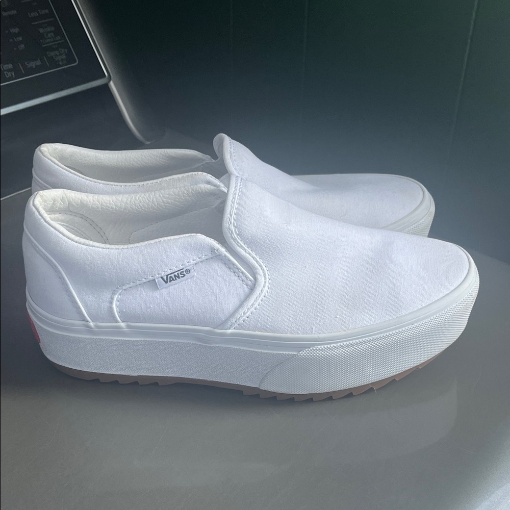 Vans Women's Classic White Slip-On Platform Sneakers
